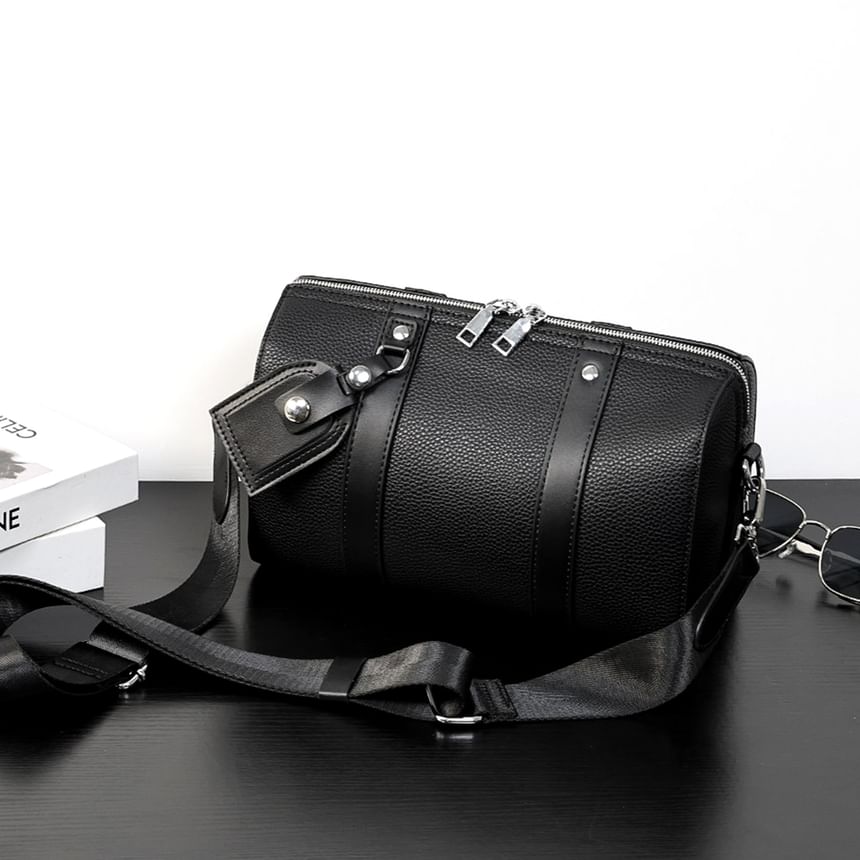 Faux Leather Plain Crossbody Bag