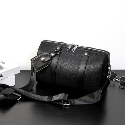 Faux Leather Plain Crossbody Bag