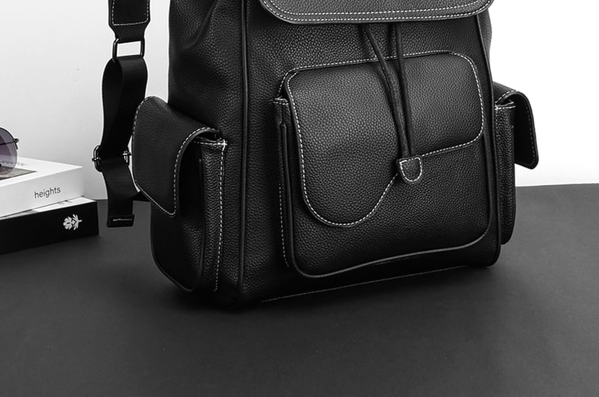 Faux Leather Flap Backpack