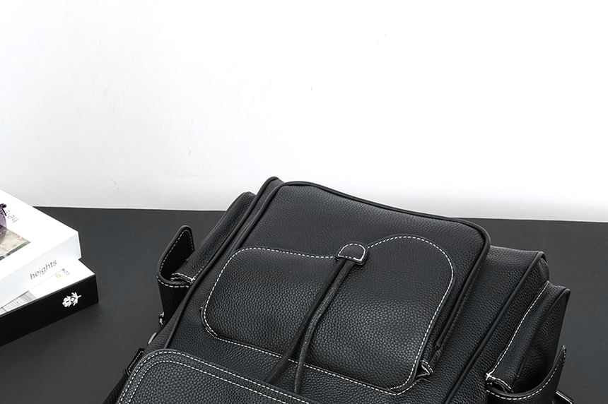 Faux Leather Flap Backpack