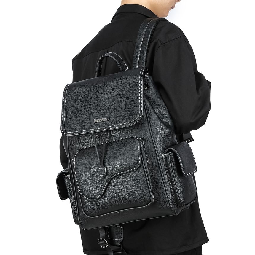 Faux Leather Flap Backpack