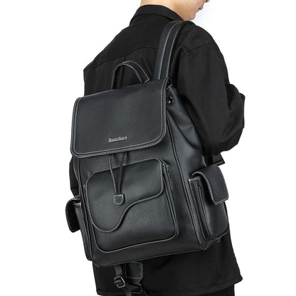 Faux Leather Flap Backpack