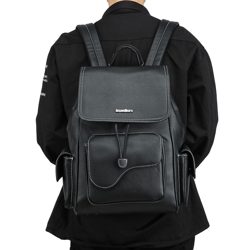 Faux Leather Flap Backpack