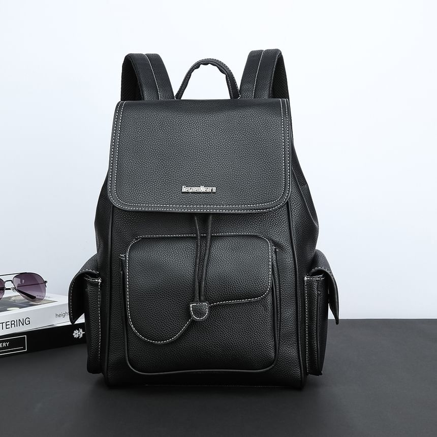 Faux Leather Flap Backpack