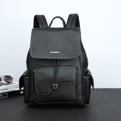 Faux Leather Flap Backpack