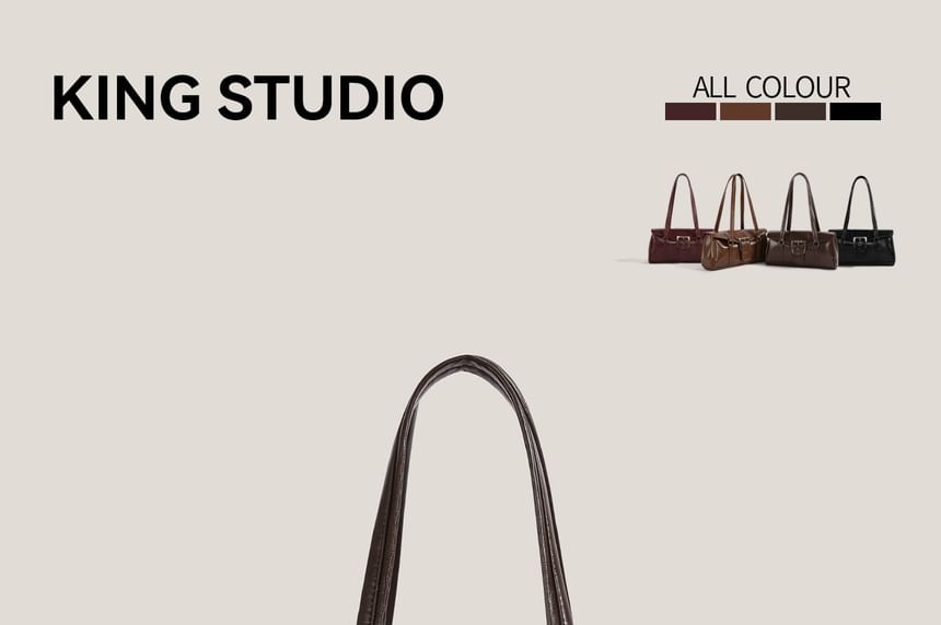 Plain Buckled Faux Leather Shoulder Bag