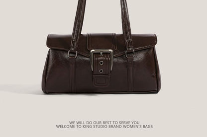 Plain Buckled Faux Leather Shoulder Bag