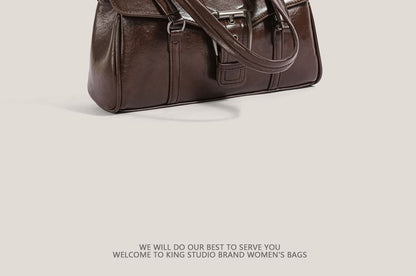 Plain Buckled Faux Leather Shoulder Bag