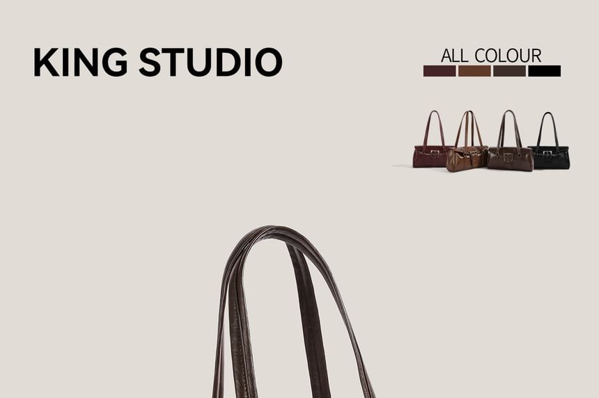 Plain Buckled Faux Leather Shoulder Bag