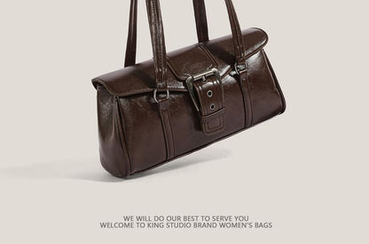 Plain Buckled Faux Leather Shoulder Bag