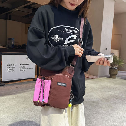 Drawstring Panel Fabric Crossbody Bag