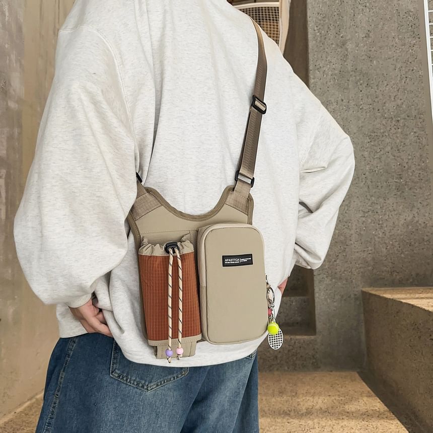 Drawstring Panel Fabric Crossbody Bag