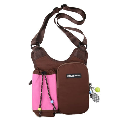 Drawstring Panel Fabric Crossbody Bag