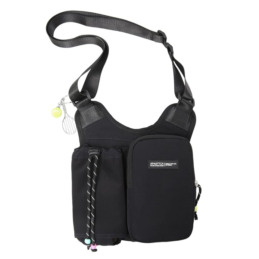 Drawstring Panel Fabric Crossbody Bag