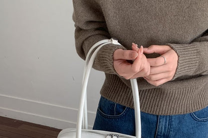 Plain Faux Leather Shoulder Bag