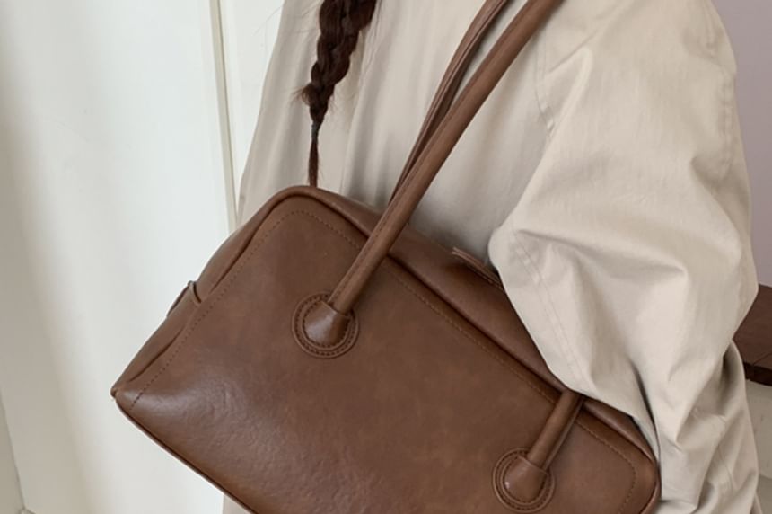 Plain Faux Leather Shoulder Bag