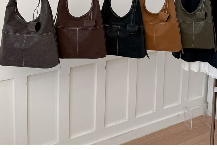 Contrast Stitch Panel Shoulder Bag