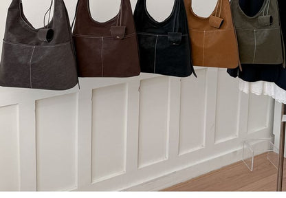 Contrast Stitch Panel Shoulder Bag
