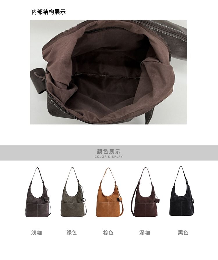 Contrast Stitch Panel Shoulder Bag