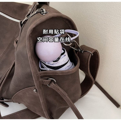 Lace Up Buckled Panel Shoulder Bag