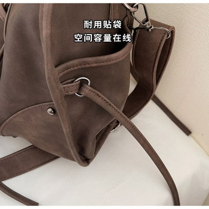 Lace Up Buckled Panel Shoulder Bag