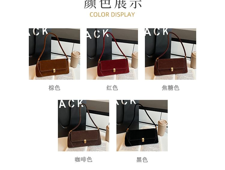 Flap Faux Suede Shoulder Bag