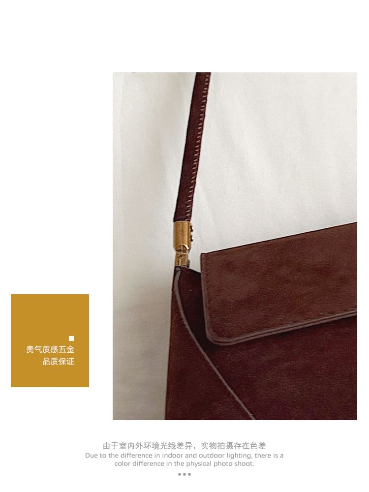 Flap Faux Suede Shoulder Bag