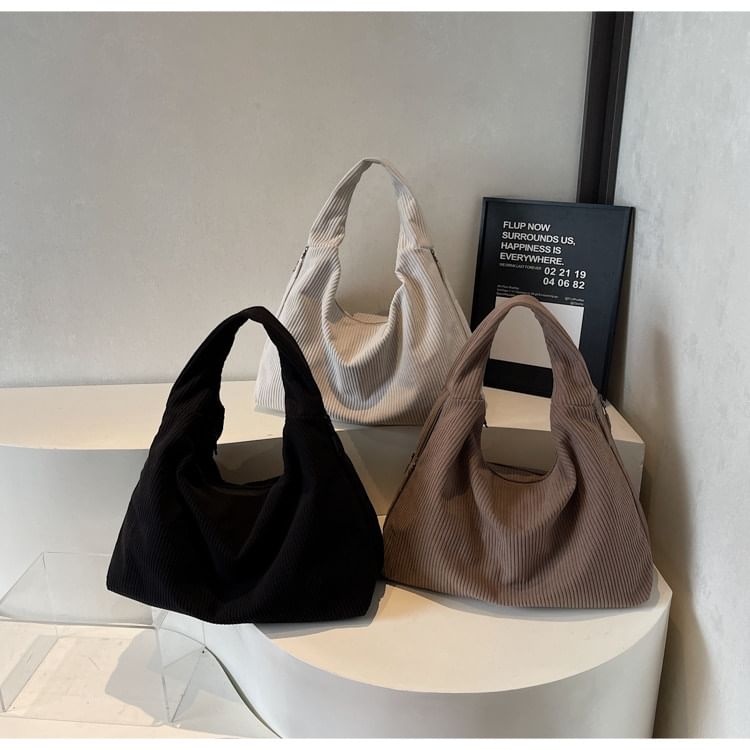 Plain Corduroy Shoulder Bag