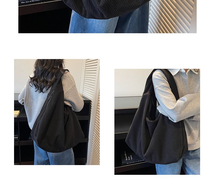Plain Corduroy Shoulder Bag