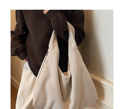 Plain Corduroy Shoulder Bag