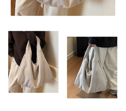 Plain Corduroy Shoulder Bag