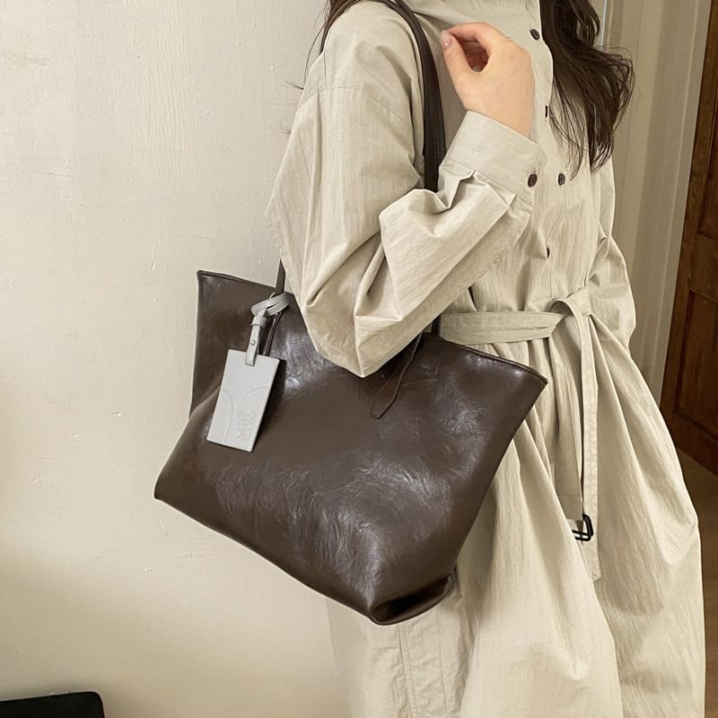 Faux Leather Tote Bag