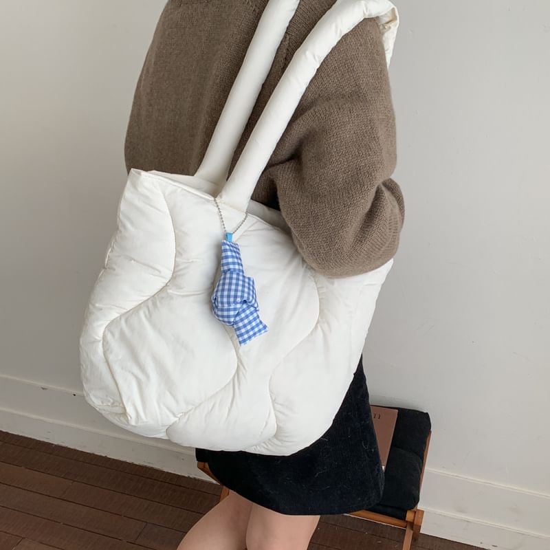 Plain Quilted Puffer Tote Bag