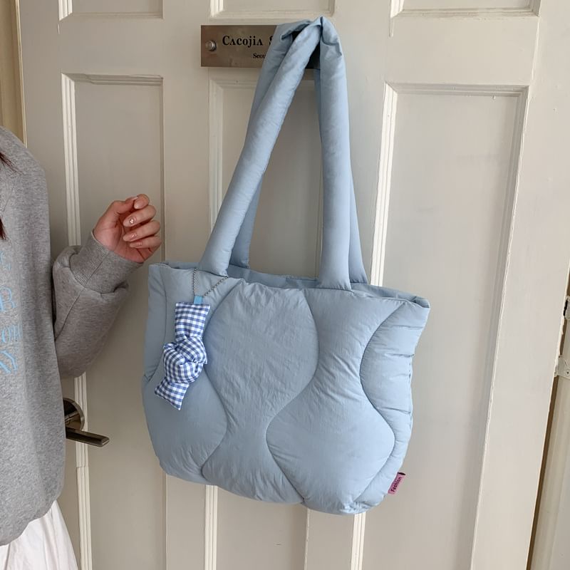 Plain Quilted Puffer Tote Bag