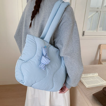 Plain Quilted Puffer Tote Bag