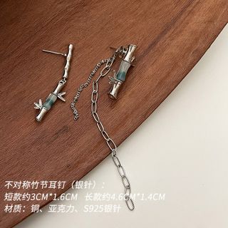 竹の目合金フェイクキャットイヤリングダングルストーン