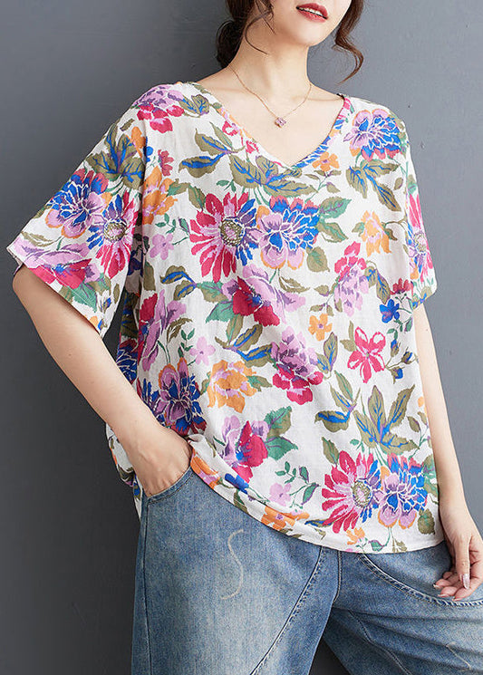 Lose Print Sommer Rot Shirt Hals TV