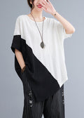 Asymmetrisches weißes Top aus natürlicher Spitze, Sommer-Patchwork