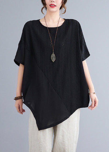 Asymmetrisches weißes Top aus natürlicher Spitze, Sommer-Patchwork