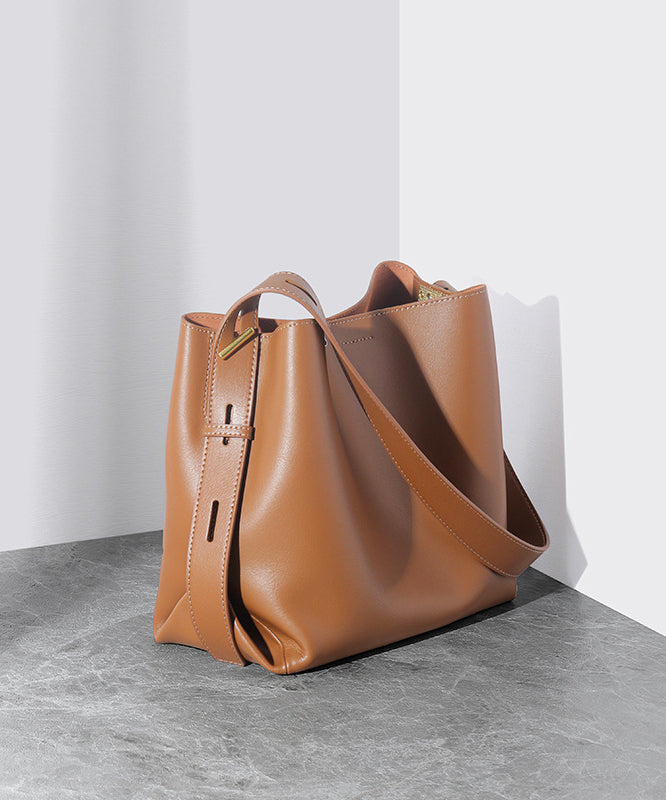 Große Bucket Casual Ledertasche Schwarz Kapazität Kalbsleder Neu