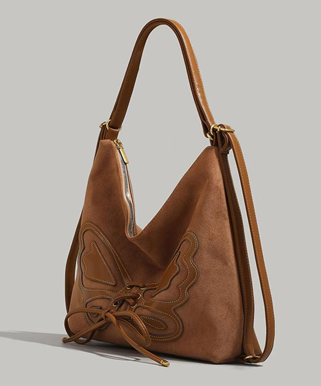 Ledertasche Kunstleder Neu Schmetterling Rucksack Braun