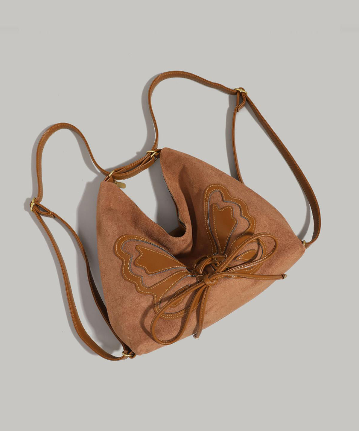 Ledertasche Kunstleder Neu Schmetterling Rucksack Braun