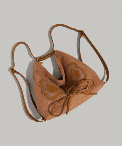 Ledertasche Kunstleder Neu Schmetterling Rucksack Braun