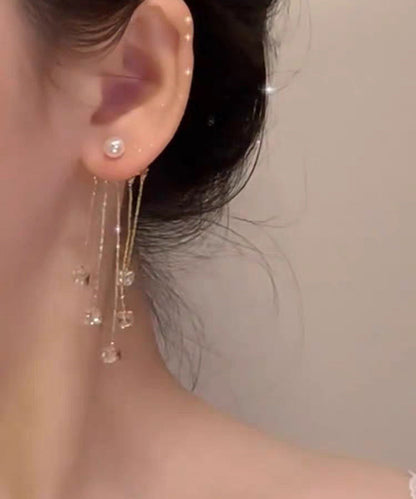 Ohrringe Neue Gold Kupfer Tropfen Perle Quaste Zirkon Legierung