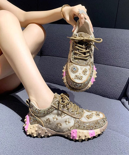 Mesh Shoes Breathable Up New Pink Lace Zircon Sports