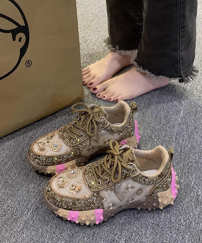 Mesh Shoes Breathable Up New Pink Lace Zircon Sports