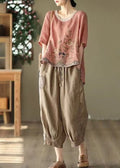 Retro New Print Set Pink Oversized Zweiteiler Sommerleinen