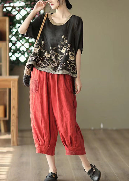 Retro New Print Set Pink Oversized Two Piece Summer Linen