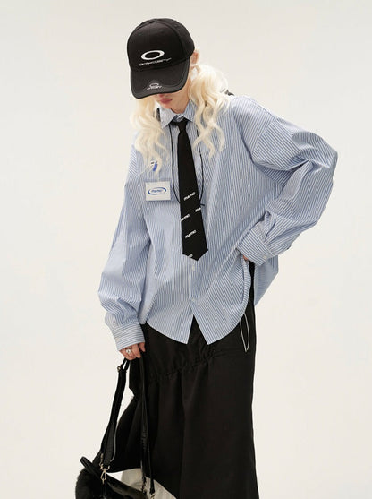 Striped Big Loose Overshirt