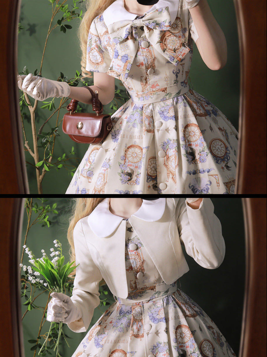 プリントレガントジャケットドレスクラシックセットエコーエターナルエコーロトール